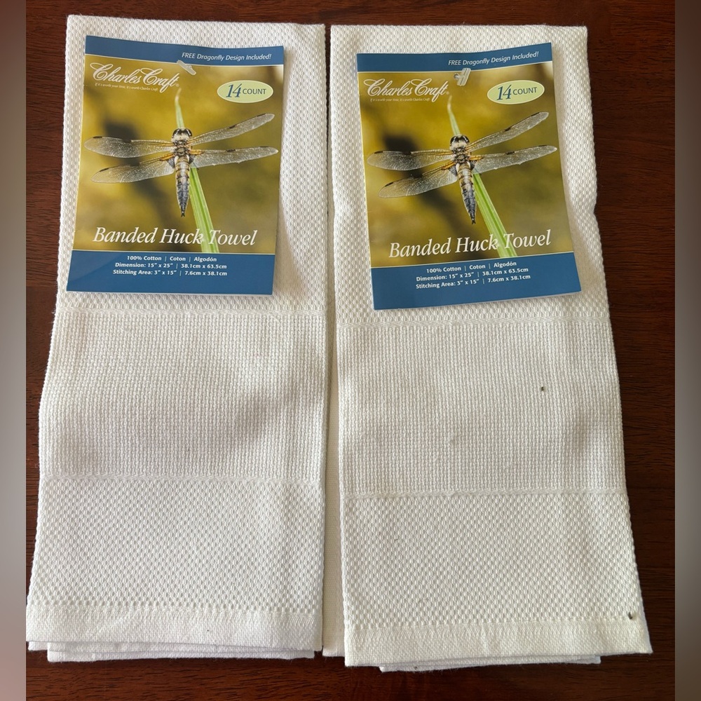 COPY - Charles Craft Banded Huck Towels Lot of